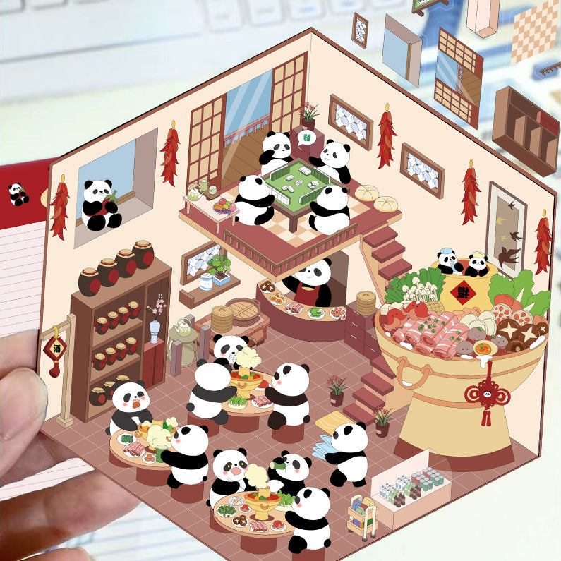 5 Sheets 3D Pop-Up House Stickers, No-Cut PET Clear for Aesthetic Journal & Dollhouse DIY