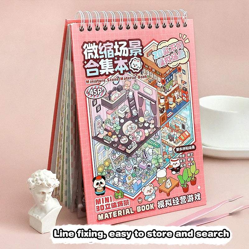20 Sets 3D Sticker Scene With Material Book,DIY 3D House Stickers Set For Adults Room Stickeer Book For Adults Kids