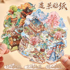 Landscape Sticker 3D DIY Chinese Ancient Scenery Miniature Scene Visual Stacking Stickers Landscaping Stickers Toy for Kid Child
