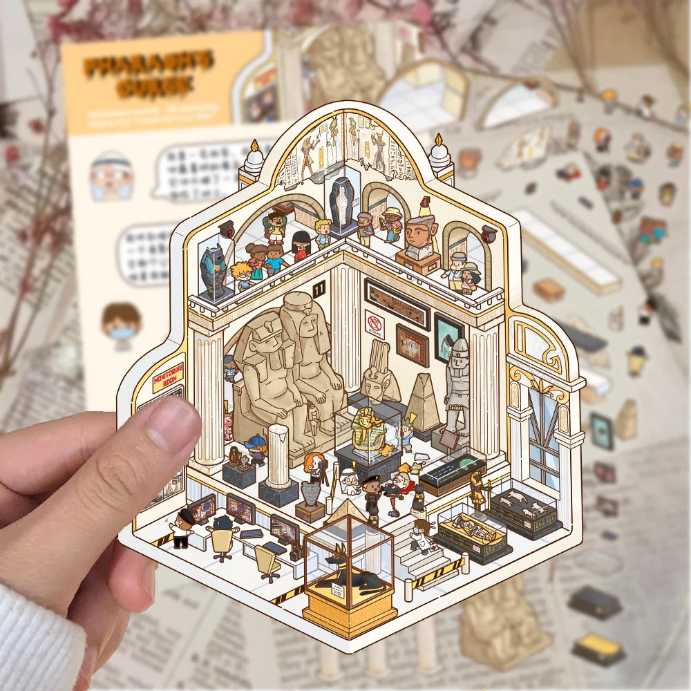 3D Cartoon DIY Landscape Stickers Miniature Landscape Scene Visual Stacking Stickers Student Stress Relief Gift