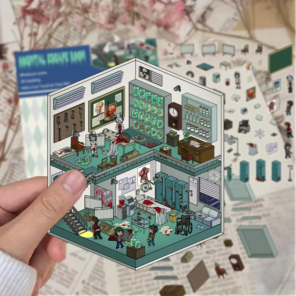 3D Cartoon DIY Landscape Stickers Miniature Landscape Scene Visual Stacking Stickers Student Stress Relief Gift