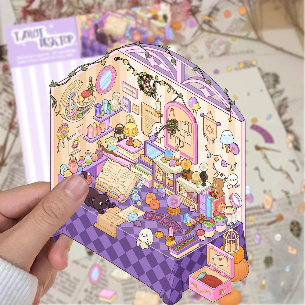 3D Cartoon DIY Landscape Stickers Miniature Landscape Scene Visual Stacking Stickers Student Stress Relief Gift