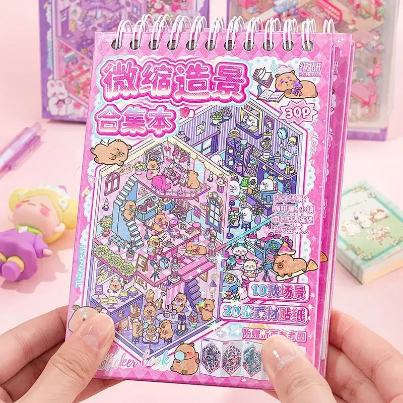 Mr. Paper 30Pcs 3d three-dimensional stacking miniature scene stickers scenery sticker book girls puzzle handmade diy stress