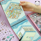45pcs/book Miniature Scene Collection Book 4.0 Scenery Stickers 3D Stacked Small Sticker Stereoscopic Visual Miniature House DIY