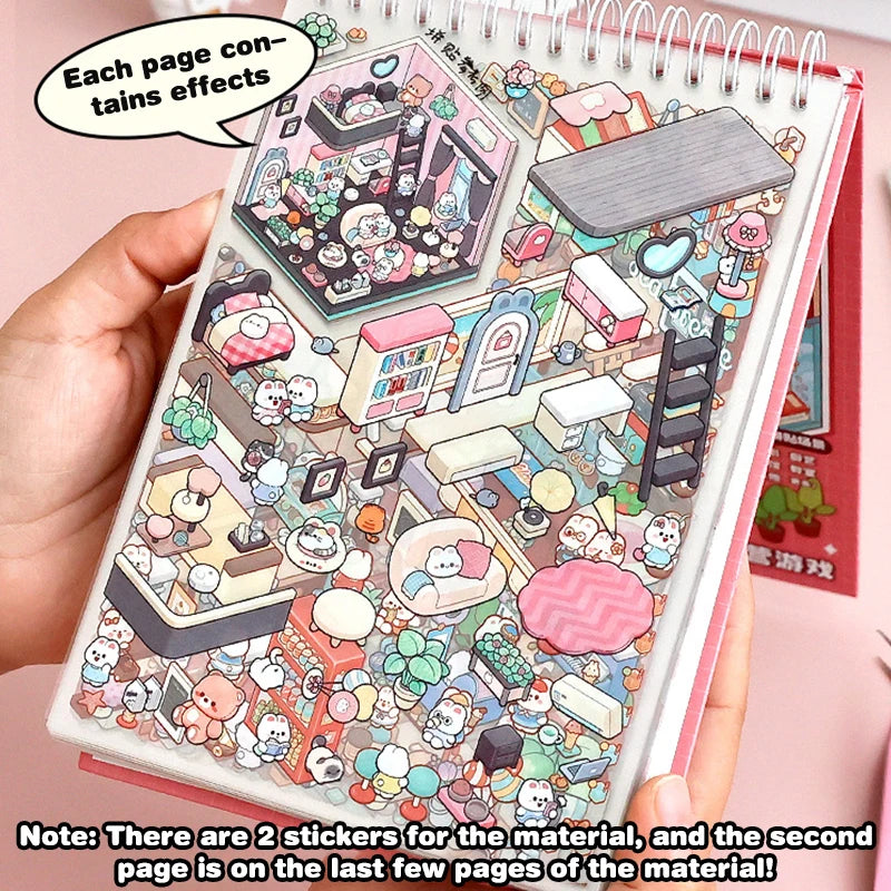 20 Sets 3D Sticker Scene With Material Book,DIY 3D House Stickers Set For Adults Room Stickeer Book For Adults Kids