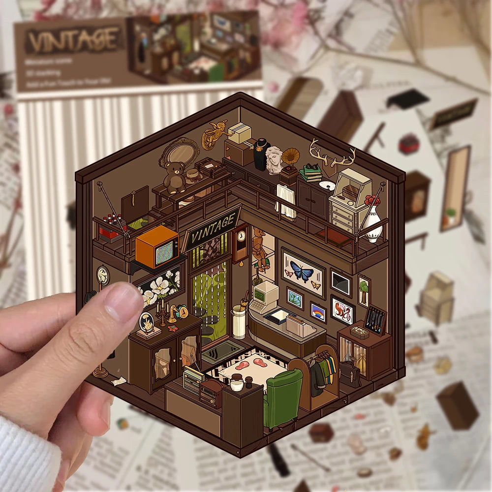 3D Cartoon DIY Landscape Stickers Miniature Landscape Scene Visual Stacking Stickers Student Stress Relief Gift