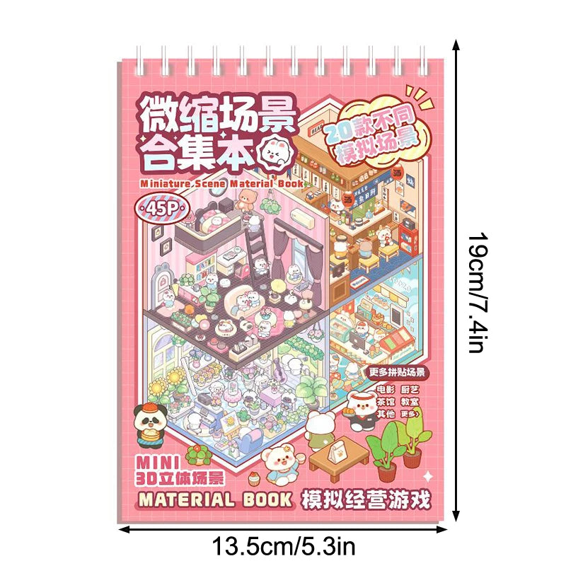 20 Sets 3D Sticker Scene With Material Book,DIY 3D House Stickers Set For Adults Room Stickeer Book For Adults Kids
