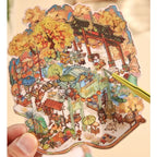 Landscape Sticker 3D DIY Chinese Ancient Scenery Miniature Scene Visual Stacking Stickers Landscaping Stickers Toy for Kid Child