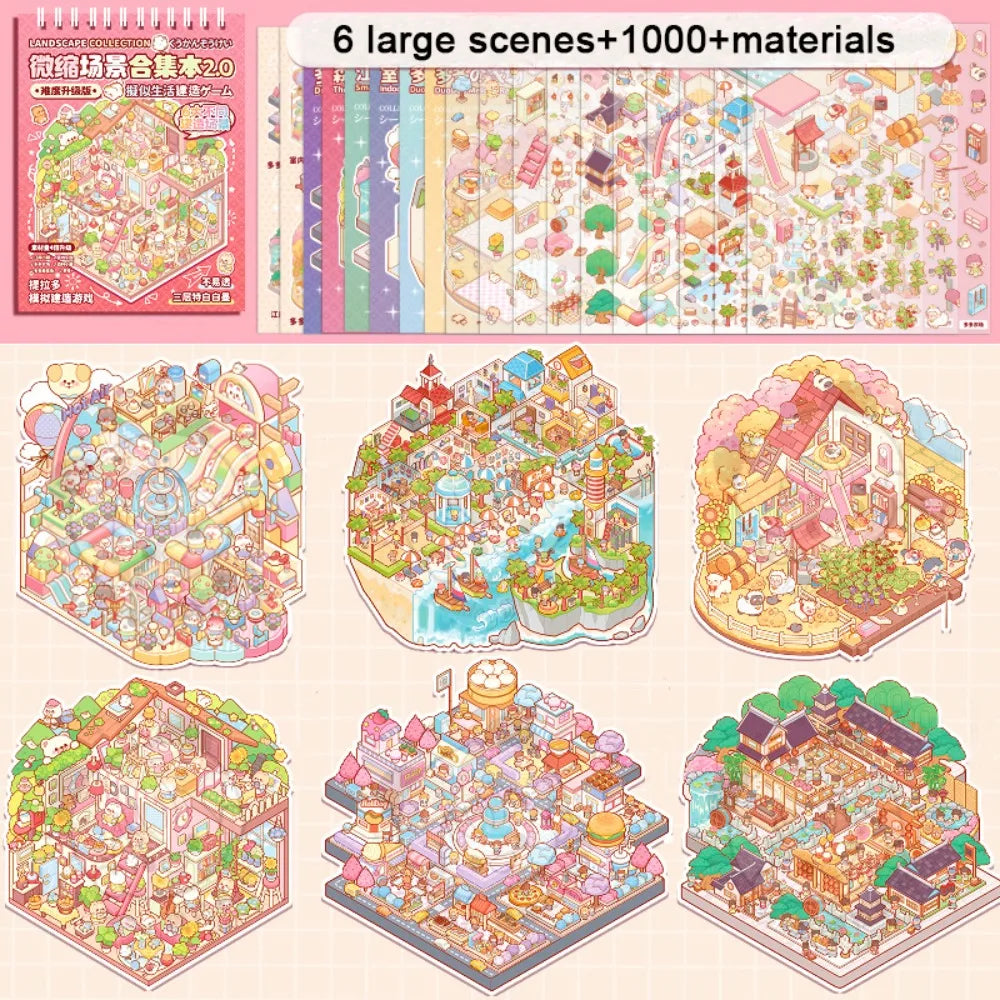 Miniature Scene Collection 2.0 Landscape Stickers 3D House Girl Decompression DIY Children's Handbag Stickers